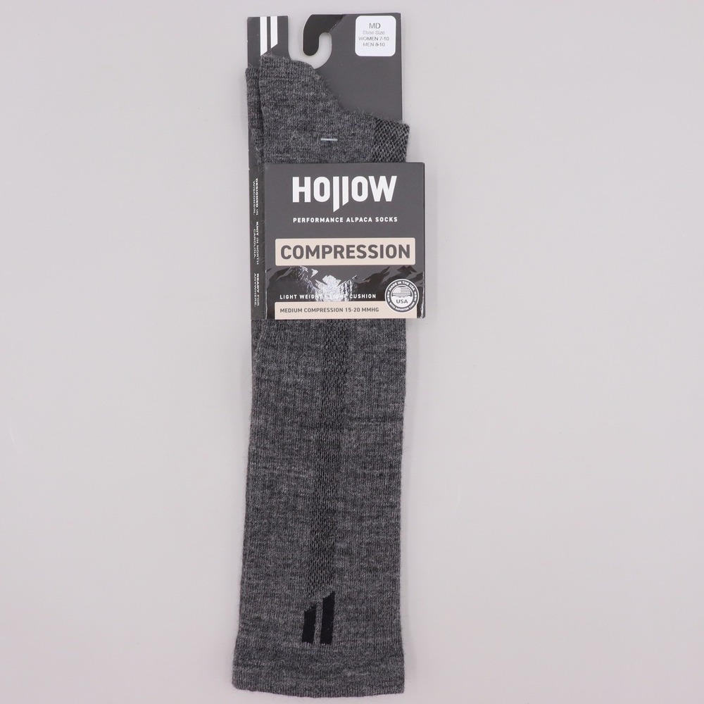 Hollow Performance Alpaca Compression Socks Grey Medium 15-20 mmHg Mens 8-10 NEW